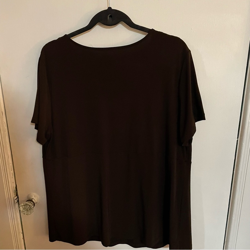 Short sleeve chocolate brown heavy rayon dress top, short sleeve plus size